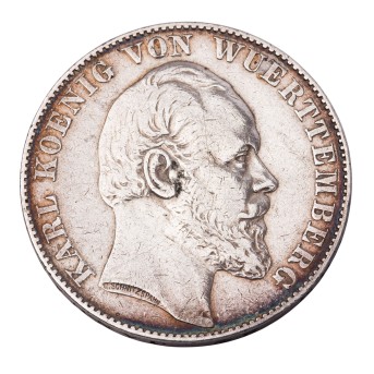 Württemberg/SILBER - 1 Vereinstaler 1867, König Karl (1864-1891)