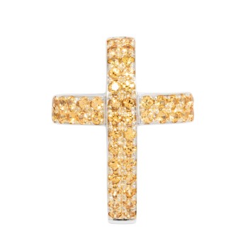 Kreuzanhänger mit 48 gelben Steinen,