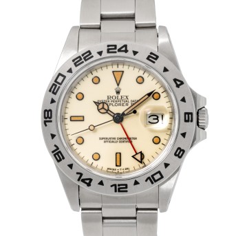 ROLEX ROLEX frühe Vintage Explorer II 'Cream Dial' Herrenuhr, Ref. 16550. Ca. 1984.