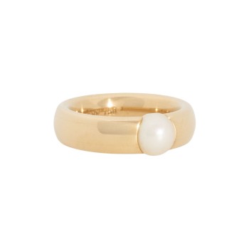 Tension ring with cultured pearl,