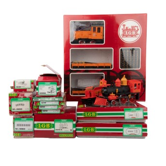 LGB Lehmann-Gross-Bahn set of locomotive, locomotive set, and accessories, G Gauge,