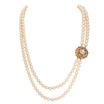 Doppelreihige Akoyaperlenkette,