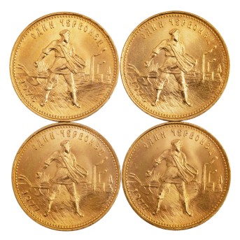 UdSSR/Gold - 4 x 1 Tscherwonez/10 Rubel 1976/1977