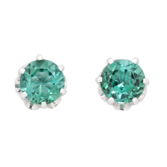 Pair of stud earrings with tourmalines, total approx. 0.75 ct, 