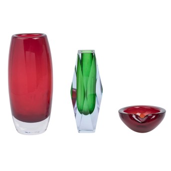 DREI GLASOBJEKTE, 3. Viertel 20. Jahrhundert