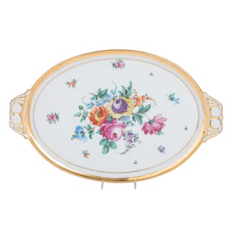 MEISSEN MEISSEN 'Ovales Tablett mit deutschen Blumen' 19.Jh.