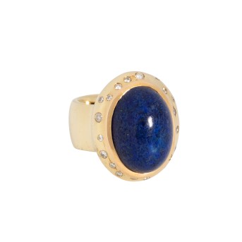 Ring with lapis lazuli and 21 diamonds