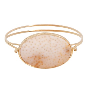 NIESSING NIESSING Armreif mit ovaler Platte aus fossilem Palmholz,