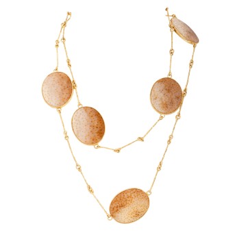 NIESSING NIESSING Kette mit 7 ovalen Platten aus fossilem Palmholz