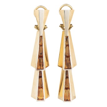 Paar Ohrhänger (Steckclipse) im geometrischen Stil,