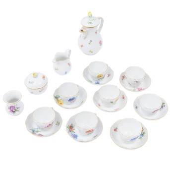 MEISSEN mixed lot of 20 mocha service pieces, 1st and 2nd choice, 20th century: