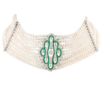 12 - reihiger Choker aus Perlen