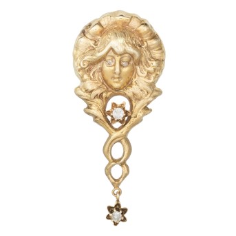 Anhänger 'Frauenantlitz' in der Art des Jugendstils,