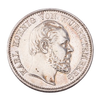 Württemberg - 1/2 guilder 1868, King Karl,