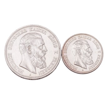 Prussia 2 silver commemorative coins Emperor Frederick III.