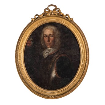 PAINTER/IN 18th century, &quot;Portrait of a gentleman with coat of arms&quot;,