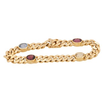 Armored bracelet with 4 gemstones (garnet, sapphire),