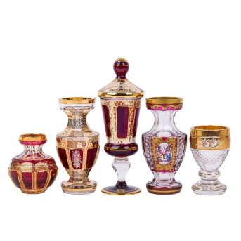 5-tlg. Glaskonvolut, 20. Jh.: