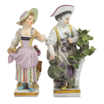 MEISSEN 2 Gärtnerkinder, 1. Wahl, vor 1924.