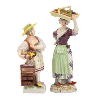 MEISSEN/KPM 'Pariser Ausrufer' und 'Händlerin', 1. und 2. Wahl, 19./20. Jh.