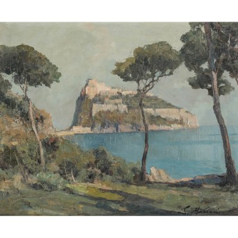 MARIANI, G. or S. (painter, 20th century), &quot;Ischia with Aragonese Castle&quot;,