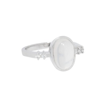 Ring with moonstone and 4 brilliant-cut diamonds totaling 0.10 ct (eng.),