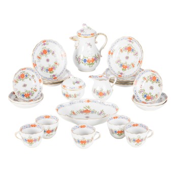 MEISSEN mocha service 'Indian flower painting colorful', 1st choice, 20th century