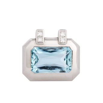 Anhänger mit feinem Aquamarin und Prinzessdiamanten