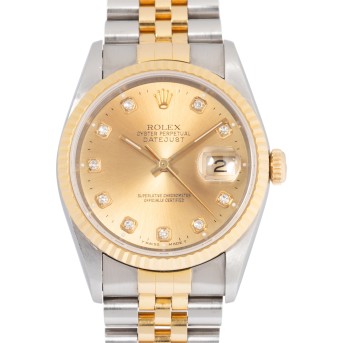 ROLEX ROLEX Datejust 36 Ref 16233 'Diamond Dial' Herrenuhr von 1995. LC100. Box und Papiere.