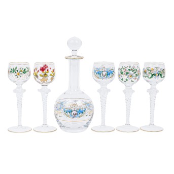 THERESIENTHAL glass service for 5 persons, around 1980.