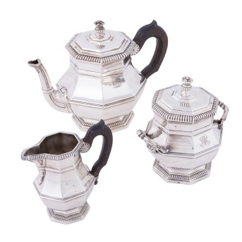 ÉMILE PUIFORCAT, Paris, 3-tlg. Teekern, 950 Silber, 1. Hälfte 20. Jh.