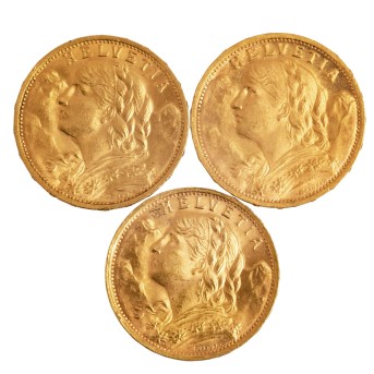 Schweiz /GOLDlot - 3 x 20 Sfr.