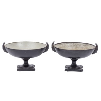 ELEGANTES PAAR FUßSCHALEN MIT FAUNENKÖPFEN