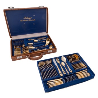 SBS Solingen, Speisebesteck f. 12 Personen 'Toscana de luxe', hartvergoldet, 20. Jh.