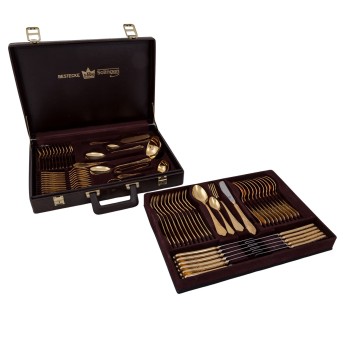 SBS Solingen, Speisebesteck f. 12 Personen 'Wien', hartvergoldet, 20. Jh.