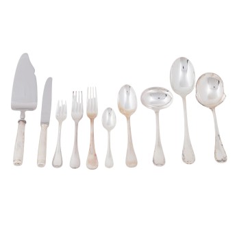 CHRISTOFLE cutlery for 12 persons 'Malmaison', silver-plated, 20th century