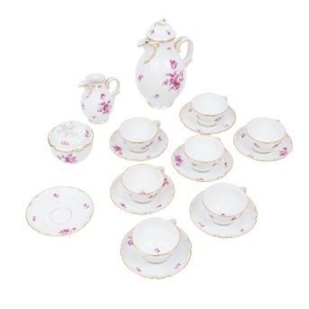 NYMPHENBURG Mokkaservice 'Purpurblume', 20. Jh.