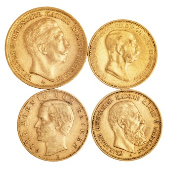 Kleines gemischtes Goldlot- 3x Dt. Kaiserreich, 1x Österreich-Ungarn,