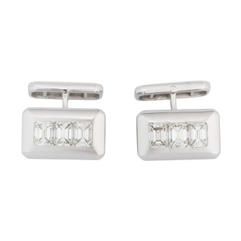 Paar Manschettenknöpfe mit 6 Diamanten je ca. 1 ct,