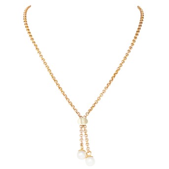 Y-Collier mit zwei Perlen,