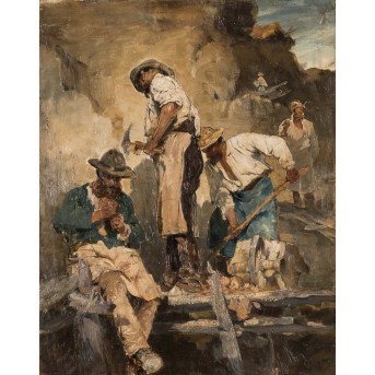 VON KELLER, FRIEDRICH (1840-1914) 'Vier Männer im Steinbruch' 1877