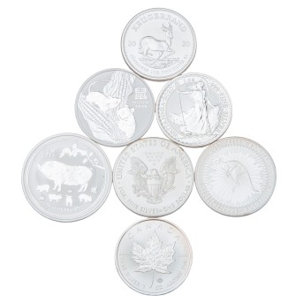 Kleine Reihe von Silberunzen aus verschiedenen Ländern. 7 Stück.