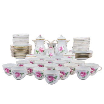 MEISSEN extensive coffee service 'Red Rose', 19th/20th century