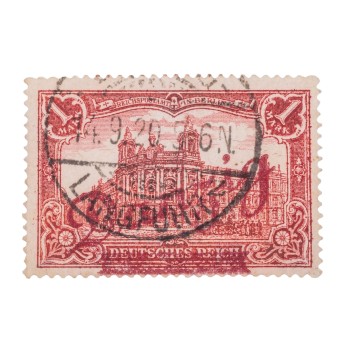 Deutsche Gebiete / Danzig - 1920, 'Großer Innendienst' 1 Mark mit rotem Aufdruck 'Danzig',