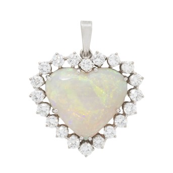 SCHILLING 'Heart' pendant with fine opal cabochon set with 20 brilliant-cut diamonds