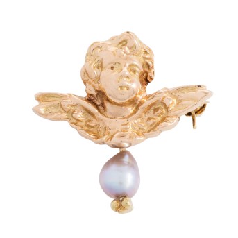Brosche 'Engel' mit Süßwasserperle,