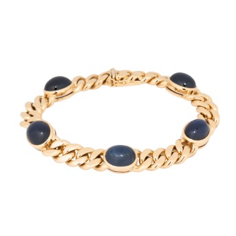 Panzerarmband mit 5 Saphircabochons,