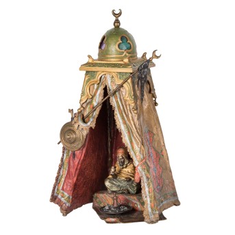 BERGMANN, FRANZ XAVER (1831-1936) Wiener Bronze-Tischlampe 'Das Beduinenzelt',