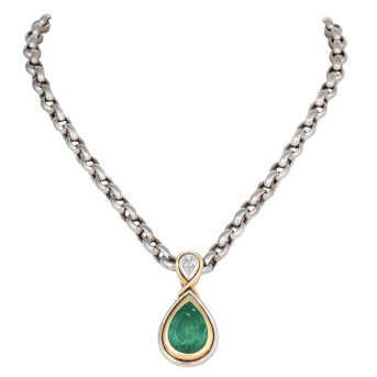 VON HÄFEN Collier mit Smaragd und Diamant