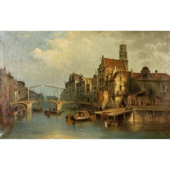 KAUFMANN, KARL (unter Pseudonym Charles Marchand) (1843-1902/05), "Holländische Stadt", 1880,